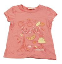 Korálové tričko s obrázkami Kids