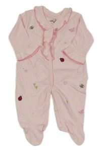 Růžový overal s výšivkami a volánky