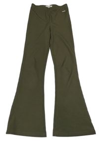 Khaki žebrované flare legíny