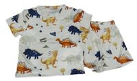 2set - Bílé tričko s dinosaury + kraťasy