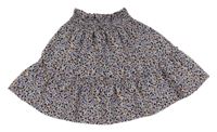 Čierno-fialová kvetovaná sukňa H&M