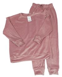 Nové - 2set - Starorůžová plyšová mikina + tepláky Next