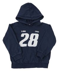 Tmavomodrá mikina s číslom a kapucňou H&M