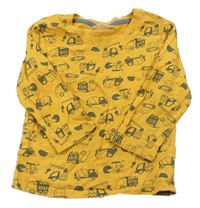 Žlto-sivé vzorované pyžamové tričko s autami Ergee