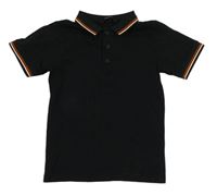 Černé polo tričko s oranžovým lemem George