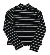 Čierno-strieborné pruhované crop tričko M&S