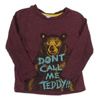 Vínová mikina s medvěďom a nápisom H&M