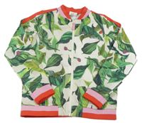 Bielo-zelená ľahká bunda s listami H&M