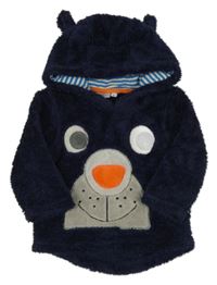 Tmavomodrá chlpatá mikina s ňufáčikom  a kapucňou zn. Liegelind