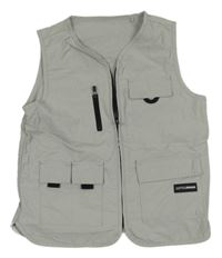 Sivá šušťáková podšitá vesta s vreckami Next