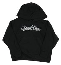 Čierna mikina s nápisom a jednorožcom a kapucňou Russell