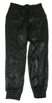 Černé koženkové cuff kalhoty Primark
