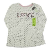 Nové - bílé puntíkaté triko s nápisem Primark