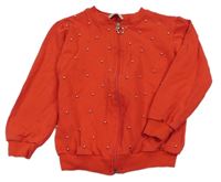 Červená prepínaci ľahká mikina s korálkami