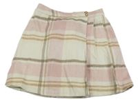 Smetanovo-ružová kockovaná vlnená sukňa F&F