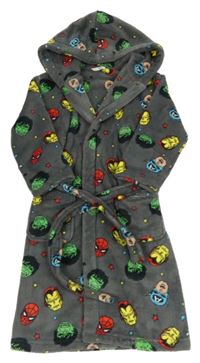 Šedo-barevný chlupatý župan s kapucí - Avengers M&S