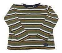 Khaki-tmavomodro-bílé pruhované triko Topolino