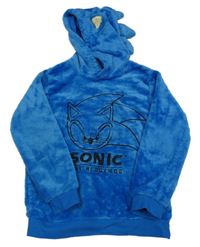 Modrá plyšová mikina se Sonicem a kapucí H&M
