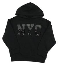 Černá mikina s nápisem z flitrů a kapucí George