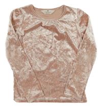 Svetloružové zamatové tričko H&M