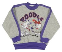 Sivo-fialová mikina s pudlíky