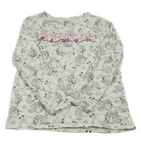 Biele vzorované tričko s jednorožcami Dopodopo