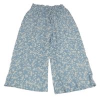 Svetlomodré kvetované široké culottes nohavice Next