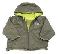 Khaki šušťáková jarná obojstranná bunda s kapucňou DKNY