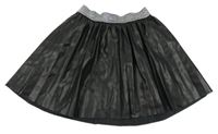 Čierna koženková skladaná sukňa George