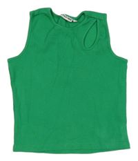 Zelený rebrovaný crop top