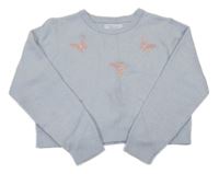 Svetlomodrý crop sveter s motýlikmi Primark