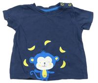 Tmavomodré tričko s opicou a banány Lupilu