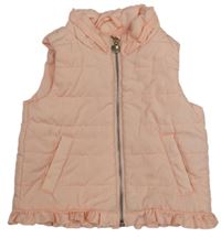 Ružová šušťáková zateplená vesta s volánikmi H&M