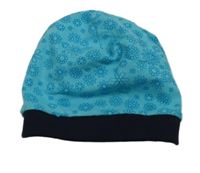 Svetlomodrá kvetovaná obojstranná čapica