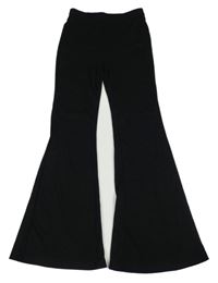 Čierne rebrované flare legíny Shein