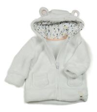 Biela plyšová prepínaci mikina s kapucňou s uškami