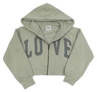 Svetlosivá crop prepínaci mikina s nápisom a kapucňou Zara