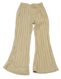 Béžové žebrované úpletové flare legíny