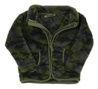 Kaki-sivá plyšová army prepínaci mikina Ergee