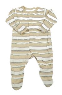 Béžovo-bielo-zelený pruhovaný overal Nutmeg