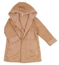 Ružový semišový zateplený kabát s králíčky a kapucňou Shein