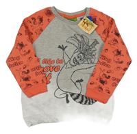 Nové - Šedo-korálová mikina s králem Jelimánem - Madagaskar