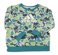 Petrolejovo-tmavomodro-šedo-zelená mikina s diny a logem Adidas