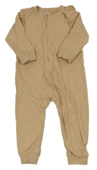 Béžový žebrovaný overal s volánky H&M