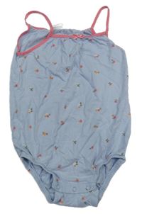 Světlemodro-ružové kvetované body H&M