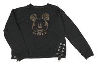 Tmavosivá mikina s Mickeym a vázáním Primark