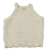 Smetanový pletený crop top F&F