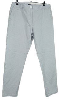 Dámské tmavomodro-bílé pruhované plátěné skinny kalhoty M&S