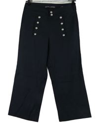 Dámske tmavomodré culottes nohavice s gombíky