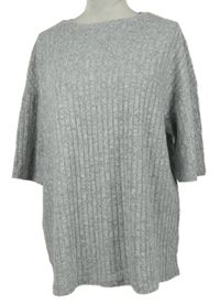 Dámske sivé rebrované úpletové tričko